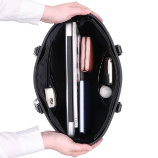 Shopper kabelka cez rameno Noelia Bolger materiál kože zapínanie na zips farba čierna veľkosť veľká NB 0047 C Vnútro