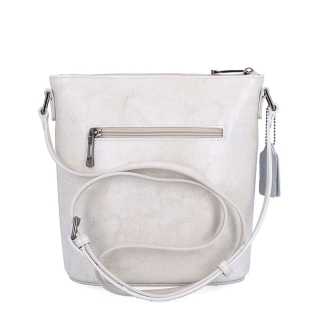 Luxusná kožená crossbody kabelka Noelia Bolger materiál kože zapínanie na zips farba biela veľkosť malá NB 0077 OW Zozadu