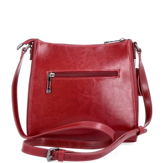 Nadčasová crossbody kabelka z pravej kože Noelia Bolger materiál kože zapínanie na zips farba červená veľkosť malá NB 0079 TCV Zozadu