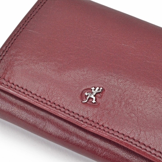 Praktická kožená peňaženka Cosset materiál kože zapínanie na cvok farba vínová veľkosť stredná 4499 Komodo BO Logo