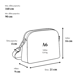 Malá crossbody kabelka so širokým popruhom Carmelo materiál syntetická koža zapínanie na zips farba modrá veľkosť malá 4355 SM Rozmery