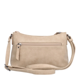 Malá elegantná crossbody kabelka Tangerin materiál syntetická koža zapínanie na zips farba béžová veľkosť malá 1109 BE Zozadu