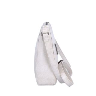 Nadčasová crossbody kabelka z pravej kože Noelia Bolger materiál kože zapínanie na zips farba biela veľkosť malá NB 0079 OW Z boku