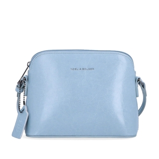 Luxusná malá kožená crossbody kabelka Noelia Bolger materiál kože zapínanie na zips farba modrá veľkosť malá NB 0080 SM Spredu