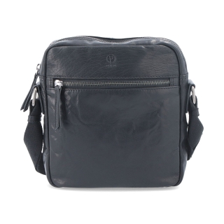 Kožená crossbody taška Poyem materiál kože farba čierna veľkosť malá 2206 Poyem C Spredu