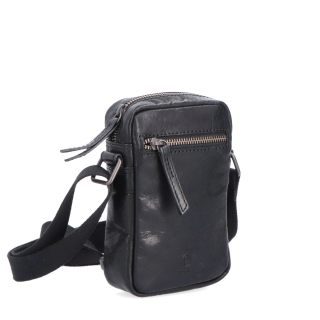 Malá kožená crossbody Poyem materiál kože zapínanie na zips farba čierna veľkosť malá 2220 Poyem C