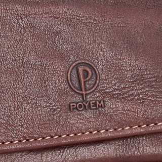 Luxusná kožená peňaženka Poyem materiál kože zapínanie na cvok farba hnedá veľkosť malá 5227 Poyem H Logo