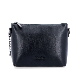 Spoločenská crossbody kabelka s retiazkou Le Sands materiál syntetická koža zapínanie na zips farba čierna veľkosť malá 7708 C Spredu