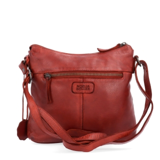 Kožená crossbody kabelka s moderným dizajnom Noelia Bolger materiál kože zapínanie na zips farba červená veľkosť malá NB 2400 CV Zozadu