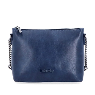 Spoločenská crossbody kabelka s retiazkou Le Sands materiál syntetická koža zapínanie na zips farba modrá veľkosť malá 7708 TM Spredu
