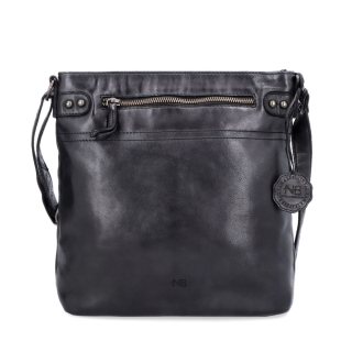 Kožená vintage crossbody s vreckami Noelia Bolger materiál kože zapínanie na zips farba čierna veľkosť stredná NB 2006 C Spredu
