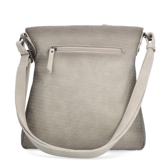 Stredná jednoduchá crossbody kabelka Indee materiál syntetická koža zapínanie na zips farba béžová veľkosť stredná 6317 K Zozadu