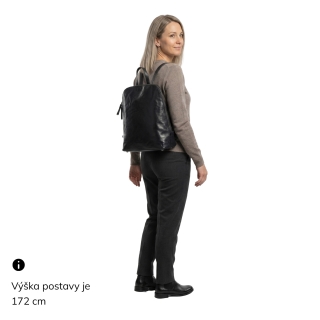 Kožený dámsky batoh na každodenné nosenie Noelia Bolger materiál kože zapínanie na zips farba čierna veľkosť stredná NB 3104 C Na postave