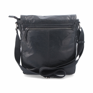 Kožená crossbody s chlopňou Poyem materiál kože zapínanie s chlopňou farba čierna veľkosť stredná 2207 Poyem C Zozadu