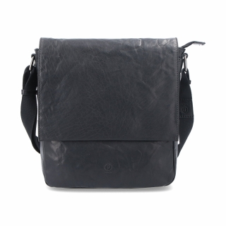 Kožená crossbody s chlopňou Poyem materiál kože zapínanie s chlopňou farba čierna veľkosť stredná 2207 Poyem C Spredu