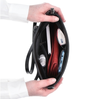 Malá elegantná kožená crossbody kabelka Noelia Bolger materiál kože zapínanie na zips farba čierna veľkosť malá NB 0065 C Vnútro