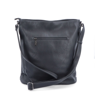 Crossbody kabelka s predným a zadným vreckom Tangerin materiál syntetická koža zapínanie na zips farba čierna veľkosť stredná 8036 C Zozadu