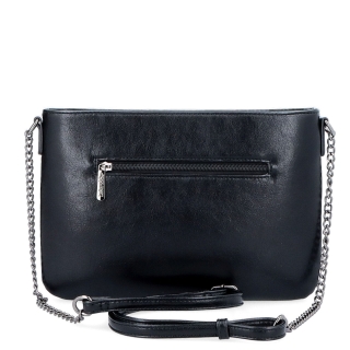 Elegantná crossbody kabelka s retiazkou Le Sands materiál syntetická koža zapínanie na zips farba čierna veľkosť malá 7707 C Zozadu