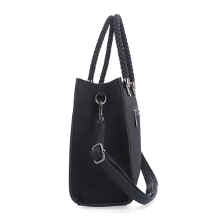 Dámska kabelka s odnímateľným crossbody popruhom Le Sands materiál syntetická koža zapínanie na zips farba čierna veľkosť stredná 4648 C Z boku