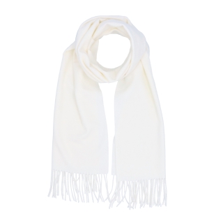 Elegantný jednofarebný šál so strapcami Noelia Bolger materiál Polyester s prímesou vlny farba biela KZ003 - 02