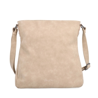 Štýlová crossbody kabelka s čistým dizajnom Tangerin materiál syntetická koža zapínanie na zips farba béžová veľkosť stredná 1101 BE Spredu