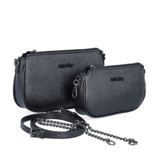 Crossbody kabelka s odnímateľnou kapsičkou a retiazkou Le Sands materiál syntetická koža zapínanie na zips farba čierna veľkosť malá 4609 C Komponenty
