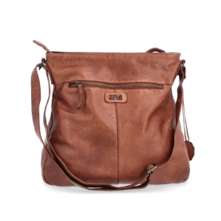 Kožená crossbody s predným vreckom na zips Noelia Bolger materiál kože zapínanie na zips farba koňaková veľkosť stredná NB 2103 KO Zozadu