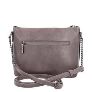 Spoločenská crossbody kabelka s retiazkou Le Sands materiál syntetická koža zapínanie na zips farba taupe veľkosť malá 7708 T Zozadu