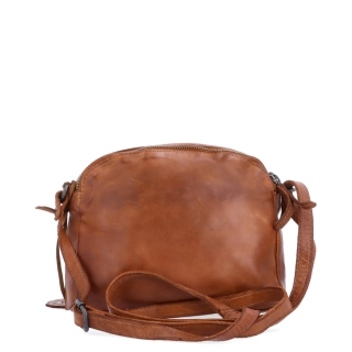 Kvalitná kožená crossbody kabelka Noelia Bolger materiál kože zapínanie na zips farba koňaková veľkosť malá NB 2408 KO Zozadu