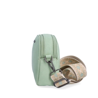 Malá crossbody kabelka s výrazným popruhom Tangerin materiál syntetická koža zapínanie na zips farba zelená veľkosť malá 8044 ZE Z boku