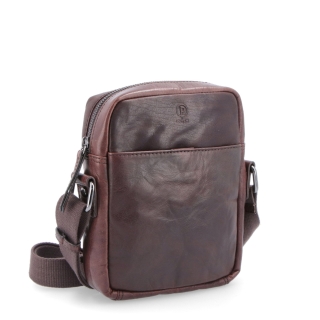 Malá kožená crossbody Poyem materiál kože zapínanie na zips farba hnedá veľkosť malá 2213 Poyem H