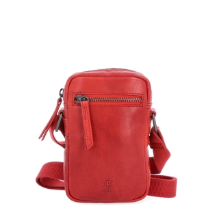 Malá kožená crossbody Poyem materiál kože zapínanie na zips farba červená veľkosť malá 2220 Poyem CV Spredu