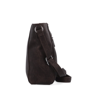 Praktická crossbody kabelka s odnímateľným príveskom Carmelo materiál syntetická koža zapínanie na zips farba hnedá veľkosť malá 4662 TH Z boku