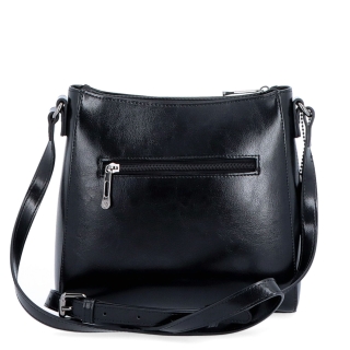 Nadčasová crossbody kabelka z pravej kože Noelia Bolger materiál kože zapínanie na zips farba čierna veľkosť malá NB 0079 C Zozadu