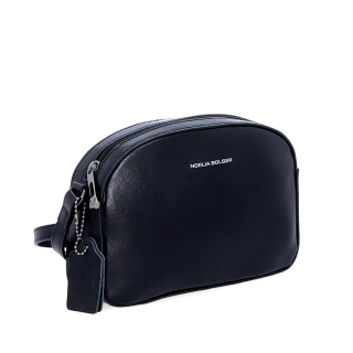 Malá minimalistická kožená crossbody kabelka Noelia Bolger materiál kože zapínanie na zips farba čierna veľkosť malá NB 0106 C