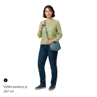 Minimalistická kožená crossbody kabelka Noelia Bolger materiál kože zapínanie na zips farba tyrkysová veľkosť malá NB 2417 TYR Na postave