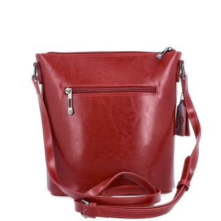 Luxusná kožená crossbody kabelka Noelia Bolger materiál kože zapínanie na zips farba červená veľkosť malá NB 0077 TCV Zozadu