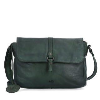 Kožená crossbody kabelka s chlopňou Noelia Bolger materiál kože zapínanie s chlopňou farba zelená veľkosť stredná NB 2416 ZE Spredu