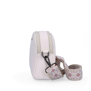 Malá crossbody kabelka s výrazným popruhom Tangerin materiál syntetická koža zapínanie na zips farba béžová veľkosť malá 8044 K Z boku