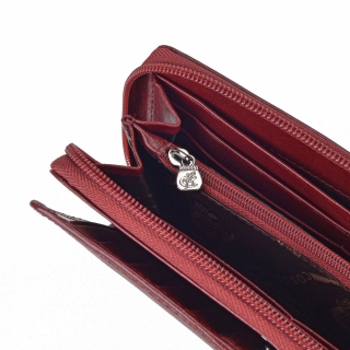 Kožená peňaženka peračník Cosset materiál kože zapínanie na zips farba vínová veľkosť veľká 4401 Komodo BO Detail