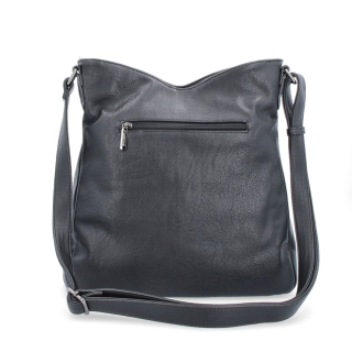 Asymetrická crossbody kabelka s prešívaním Tangerin materiál syntetická koža zapínanie na zips farba čierna veľkosť stredná 8023 C Zozadu
