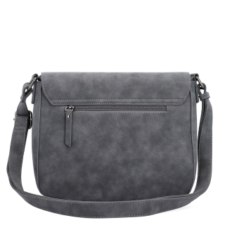 Elegantná crossbody kabelka s chlopňou Tangerin materiál syntetická koža zapínanie na zips farba sivá veľkosť stredná 1115 ANT Zozadu