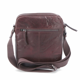 Kožená crossbody taška Poyem materiál kože farba hnedá veľkosť malá 2200 Poyem H Zozadu