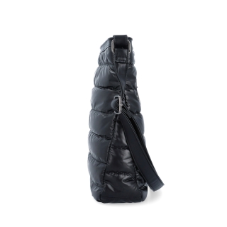 Moderná dámska kabelka z nadýchaného nylonu Carmelo materiál nylon zapínanie na zips farba čierna veľkosť stredná 4382 C Z boku