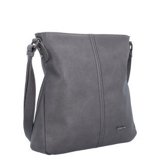 Crossbody kabelka s jednoduchým prešívaním Tangerin materiál syntetická koža zapínanie na zips farba sivá veľkosť stredná 8003 TS