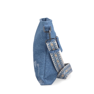 crossbody kabelka s motívom a odnímateľným popruhom Indee materiál syntetická koža zapínanie na zips farba modrá veľkosť malá 6335 M Z boku