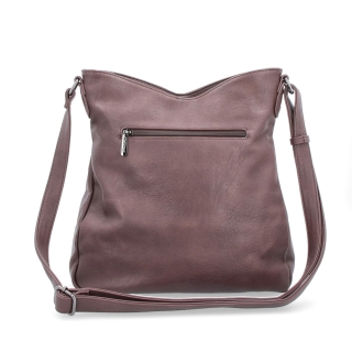 Asymetrická crossbody kabelka s prešívaním Tangerin materiál syntetická koža zapínanie na zips farba hnedá veľkosť stredná 8023 TH Zozadu
