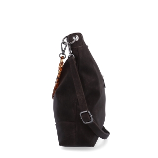 Štýlová crossbody kabelka s odnímateľným reťazom Carmelo materiál syntetická koža zapínanie na zips farba hnedá veľkosť stredná 4660 TH Z boku