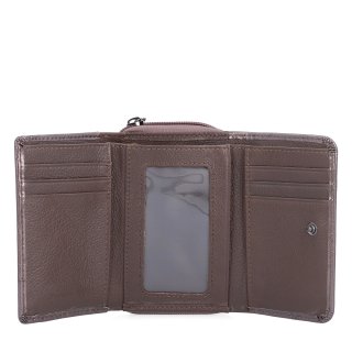 Elegantná lakovaná kožená peňaženka Carmelo materiál kože zapínanie na zips farba taupe veľkosť malá 2105 L T Otvorený