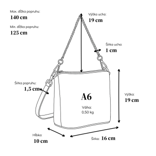 Malá kožená crossbody kabelka s výraznou retiazkou Noelia Bolger materiál kože zapínanie na zips farba čierna veľkosť malá NB 3016 C Rozmery